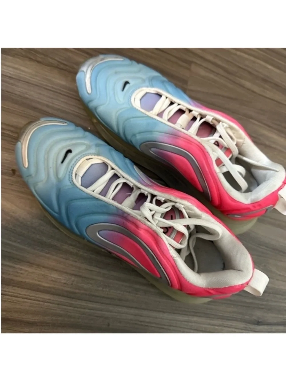 Nike Women's Gradient Blue to Pink Air Sneakers - Picture 2 of 3